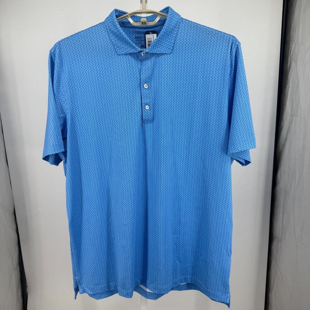 Johnnie-O Harvin Polo Shirt Mens XL Pipeline Blue Performance UPF 50 Stretch NWT